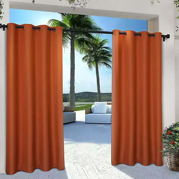 Kirklands Home Eliza Outdoor Curtain Panel Set, 84 in. Orange