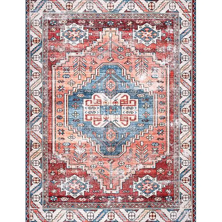 Kirklands Home Orange Faded Medallion Washable Area Rug, 4x6 Online