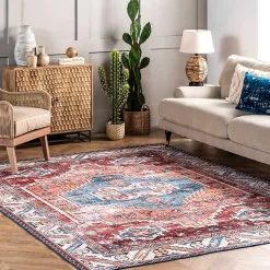 Kirklands Home Orange Faded Medallion Washable Area Rug, 4x6 Online