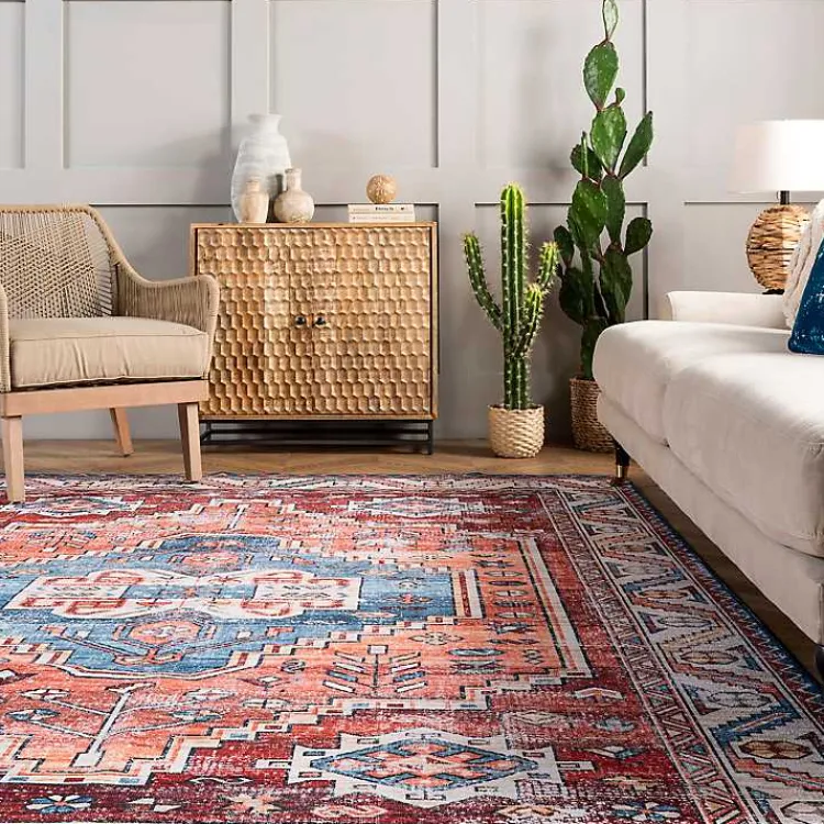 Kirklands Home Orange Faded Medallion Washable Area Rug, 5x8 Outlet