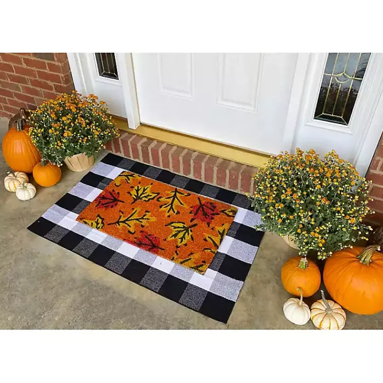 Fall>Kirklands Home Orange Fall Botanical Doormat