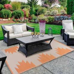 Kirklands Home Orange Geometric Outdoor Area Rug, 4x6 Outlet