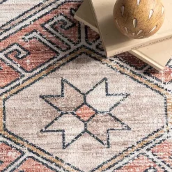 Kirklands Home Orange Global Motif Washable Runner Online