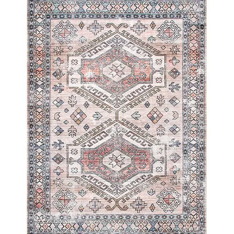 Kirklands Home Orange Global Motif Washable Area Rug, 4x6 New