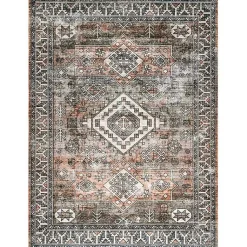 Kirklands Home Orange Global Pattern Washable Runner