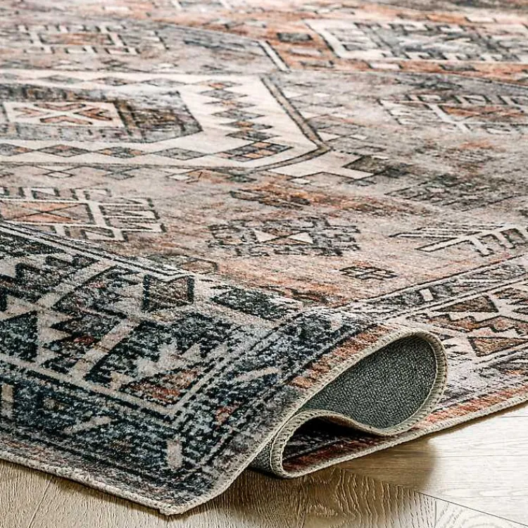 Kirklands Home Orange Global Pattern Washable Area Rug, 4x6 Sale