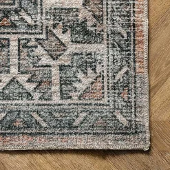 Kirklands Home Orange Global Pattern Washable Area Rug, 4x6 Sale