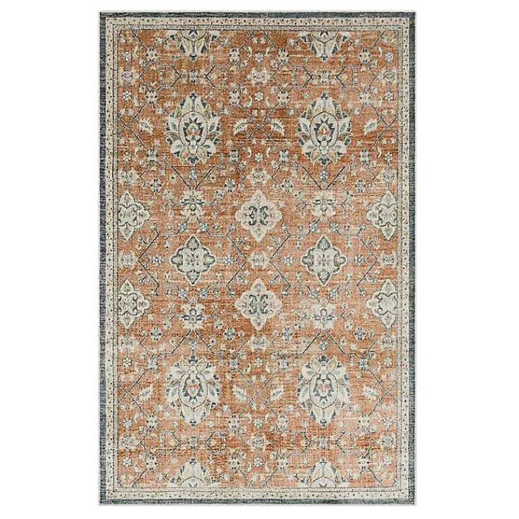 Kirklands Home Granary Floral Area Rug, 6x9 Orange Online