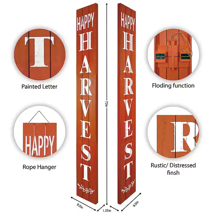 Fall>Kirklands Home Orange Happy Harvest Porch Board, 10 in.