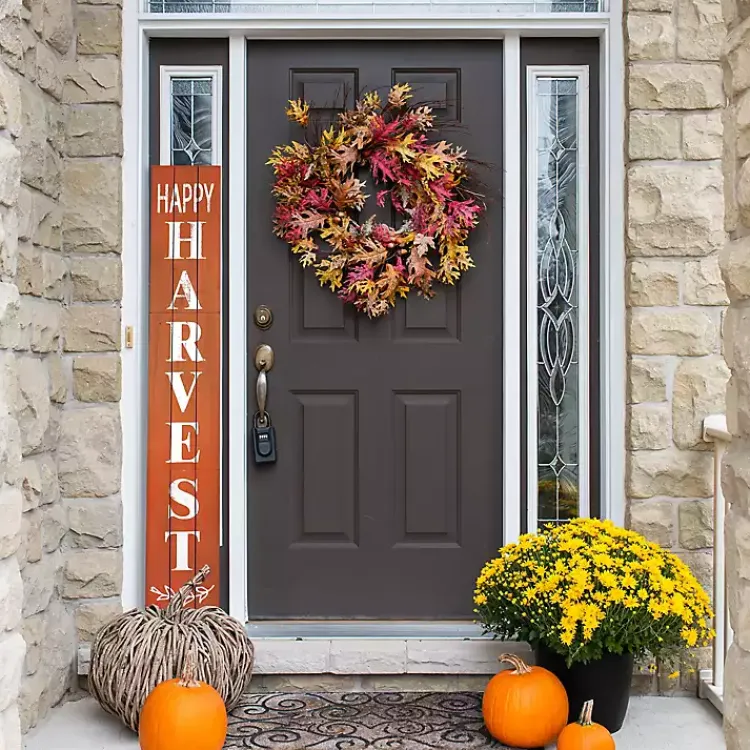 Fall>Kirklands Home Orange Happy Harvest Porch Board, 10 in.