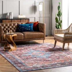 Kirklands Home Orange Medallion Washable Area Rug, 5x8 Best