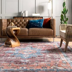 Kirklands Home Orange Medallion Washable Area Rug, 5x8 Best