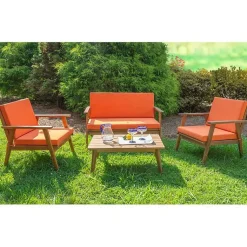 Kirklands Home 4-pc. Acacia Wood Outdoor Living Set Orange Discount