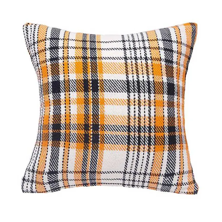 Halloween>Kirklands Home Orange Plaid Halloween Throw Pillow