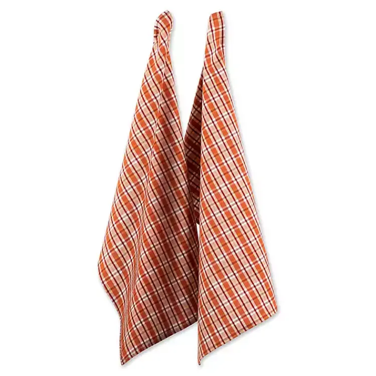 Fall>Kirklands Home Orange Plaid Turkey 3-pc. Potholder & Towel Set