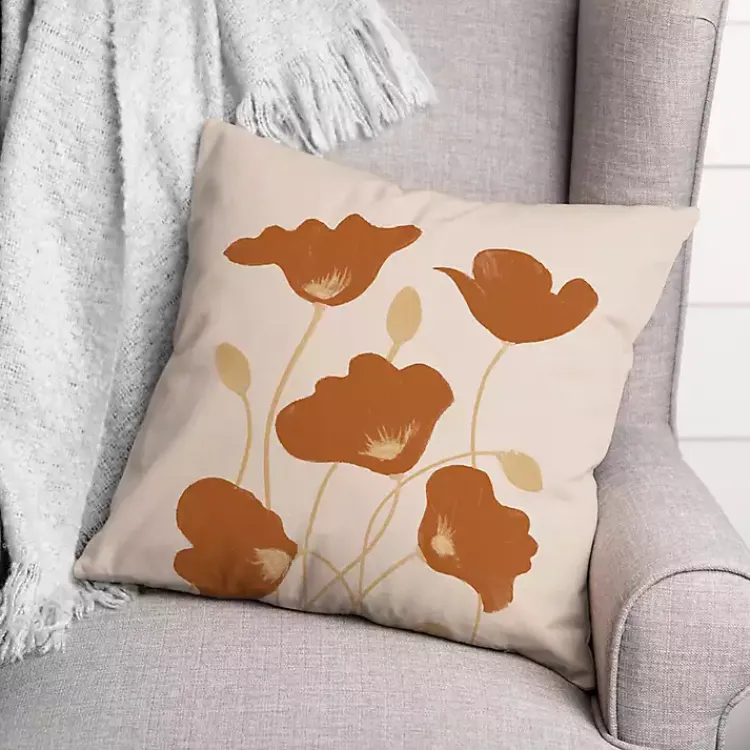 Kirklands Home Orange Poppies Indoor/Outdoor Pillow Clearance