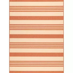 Kirklands Home Robin Stripe Outdoor Rug, 5x8 Orange Discount