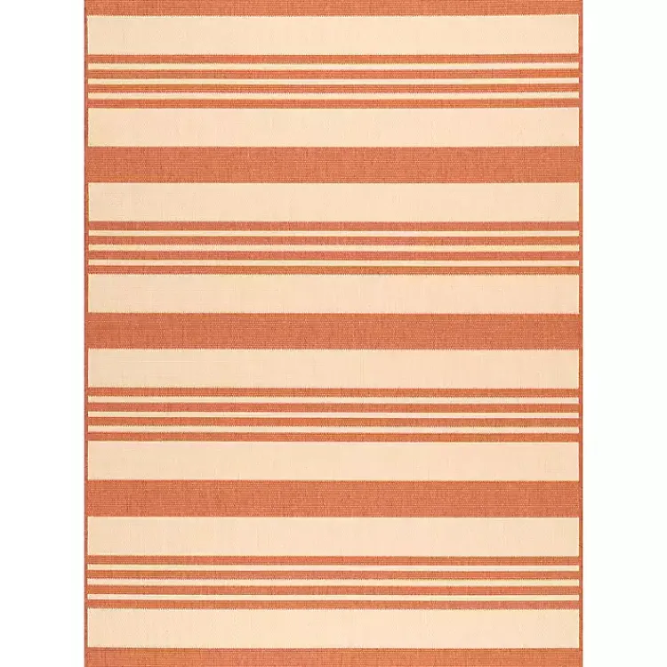 Kirklands Home Robin Stripe Outdoor Rug, 5x8 Orange Discount