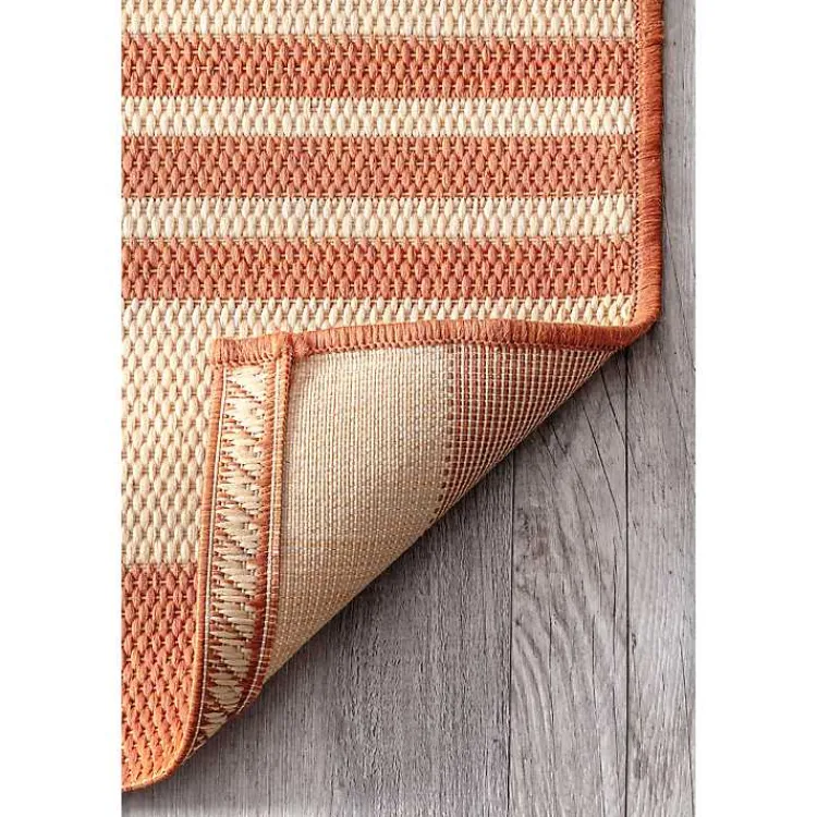 Kirklands Home Robin Stripe Outdoor Rug, 5x8 Orange Discount