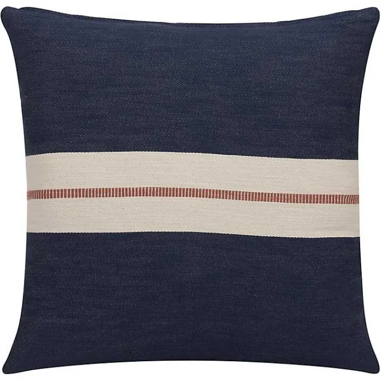 Pillows>Kirklands Home Orange Single Stripe Navy Pillow