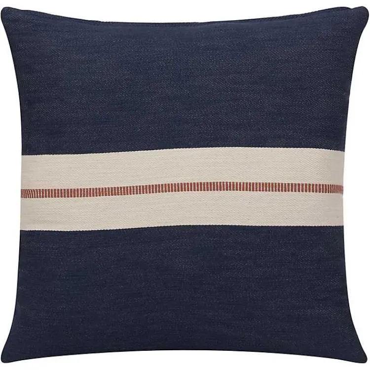 Pillows>Kirklands Home Orange Single Stripe Navy Pillow