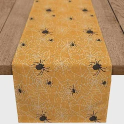 Halloween>Kirklands Home Spiderwebs Halloween Table Runner, 90 in. Orange