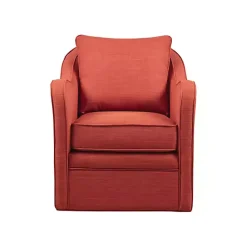 Kirklands Home Swivel Upholstered Wide Seat Accent Chair Orange Sale