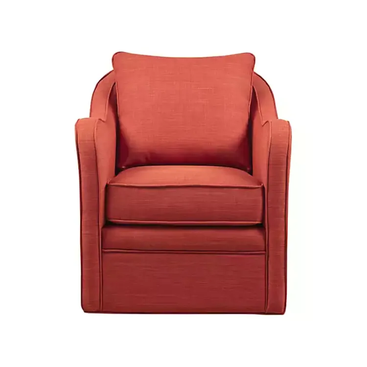 Kirklands Home Swivel Upholstered Wide Seat Accent Chair Orange Sale