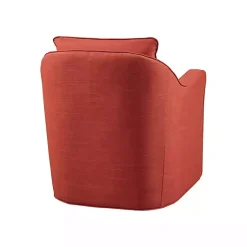 Kirklands Home Swivel Upholstered Wide Seat Accent Chair Orange Sale