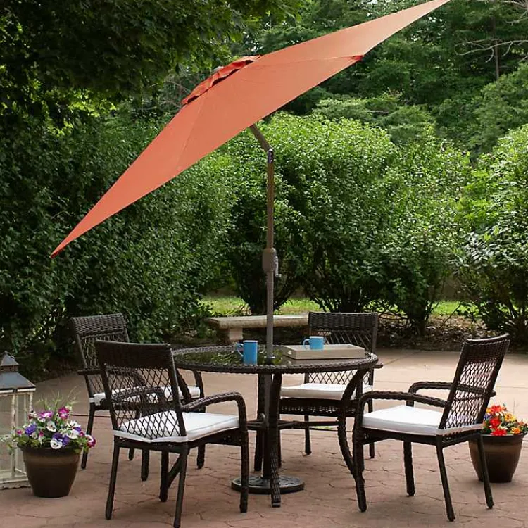 Kirklands Home Orange Tilt Hand Crank Outdoor Umbrella Sale