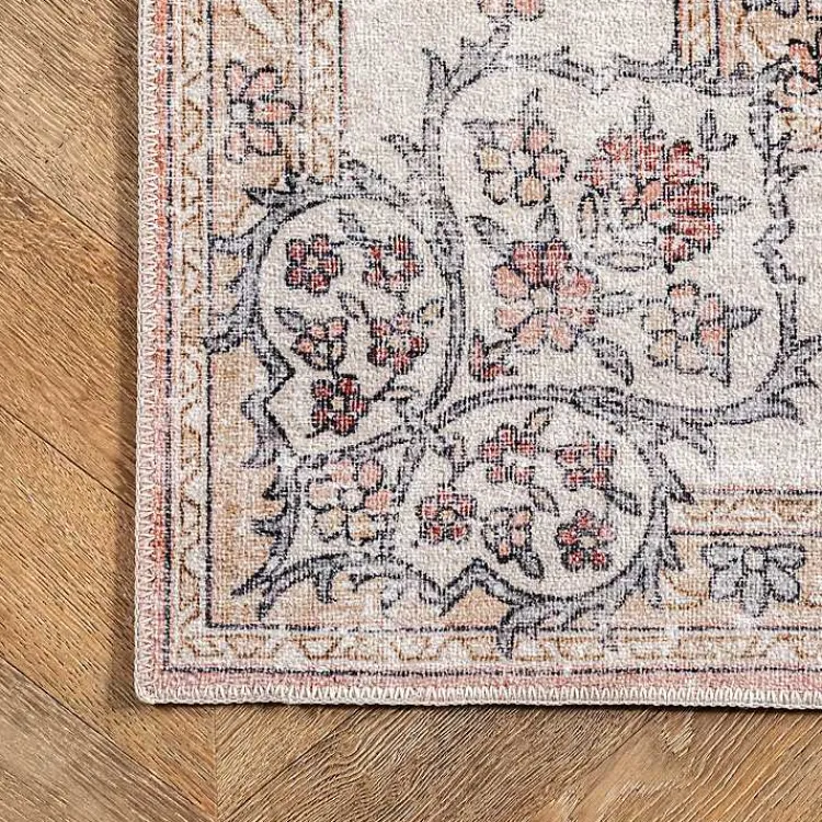 Kirklands Home Orange Vintage Floral Washable Area Rug, 5x8 Best