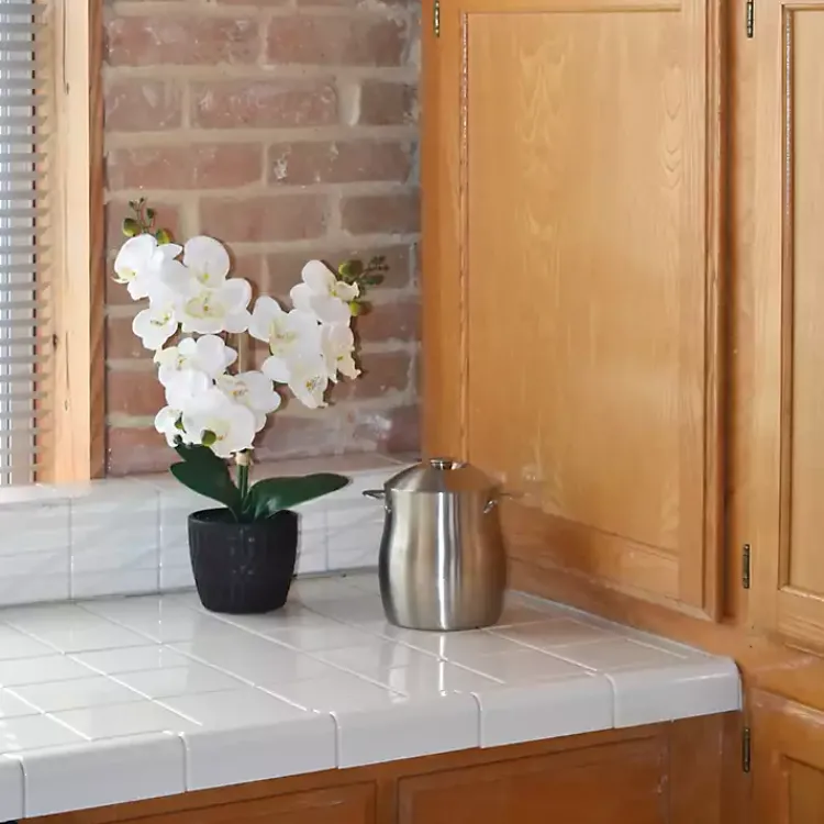Arrangements & Greenery>Kirklands Home Orchid Arrangement in Black Decorative Pot