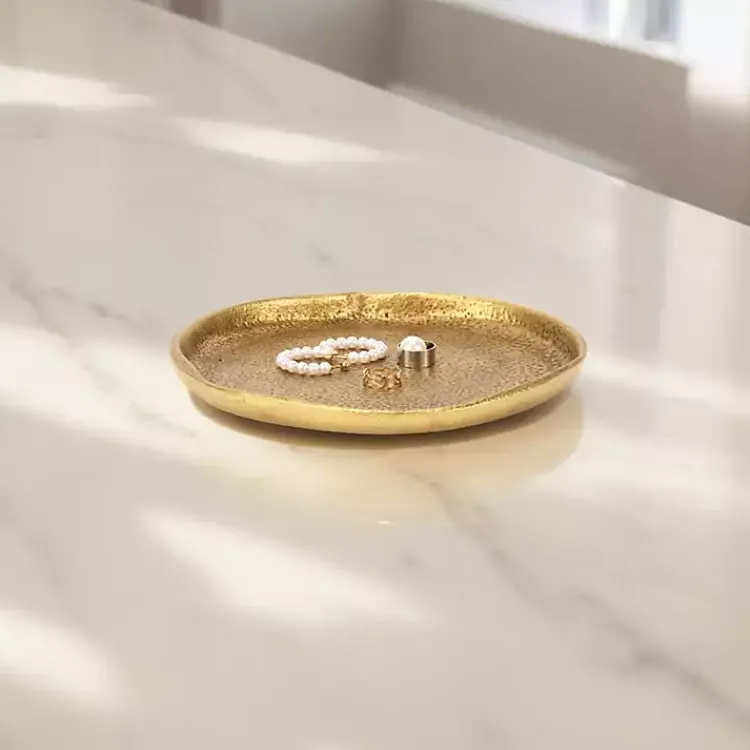 Decorative Trays>Kirklands Home Organic Round Cast Iron Dish Gold