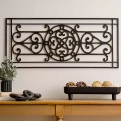 Kirklands Home Orleans Scroll Panel Wall Plaque Black Clearance