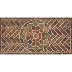 Kirklands Home Ornamental Brick Entry Doormat Brown New