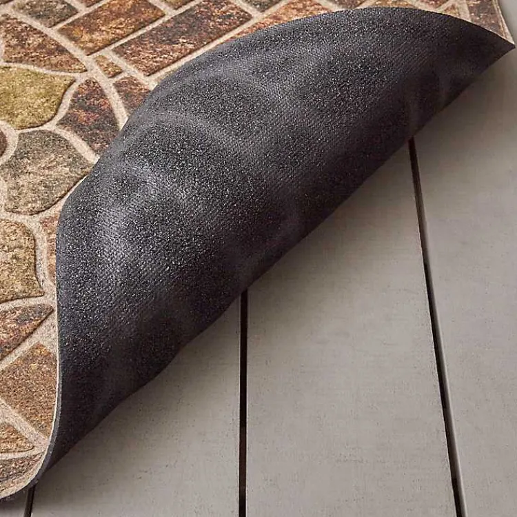 Kirklands Home Ornamental Brick Entry Doormat Brown New