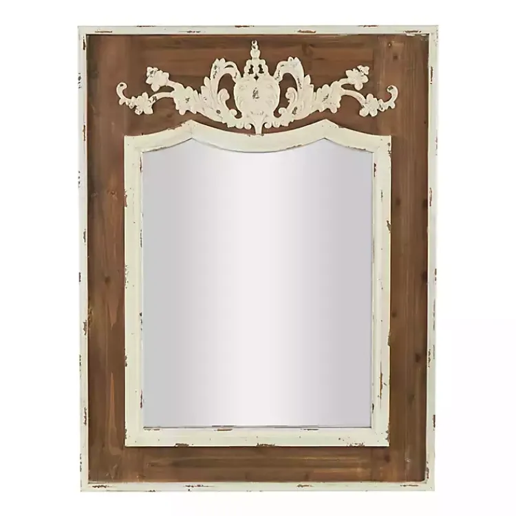Kirklands Home Ornate Antique White Wood Wall Mirror Online