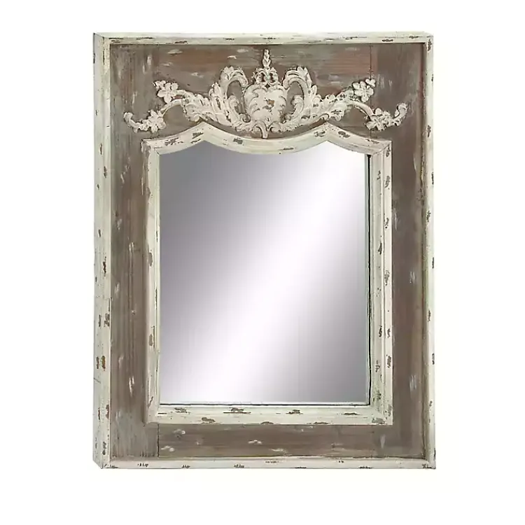 Kirklands Home Ornate Antique White Wood Wall Mirror Online
