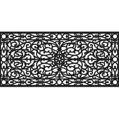 Kirklands Home Ornate Art Deco Rubber Doormat, 48x22 in. Black Discount