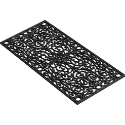 Kirklands Home Ornate Art Deco Rubber Doormat, 48x22 in. Black Discount