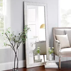 Kirklands Home Ornate Distressed Cream Leaner Mirror Outlet