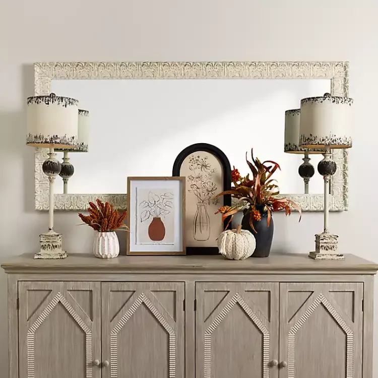 Kirklands Home Ornate Distressed Cream Leaner Mirror Outlet