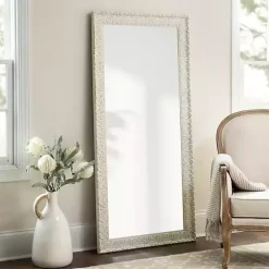 Kirklands Home Ornate Distressed Cream Leaner Mirror Outlet