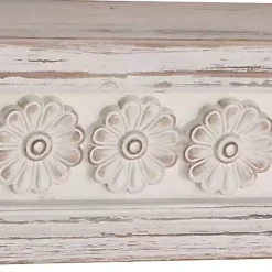 Kirklands Home Ornate Farmhouse Wooden Wall Shelf, 28 in. White