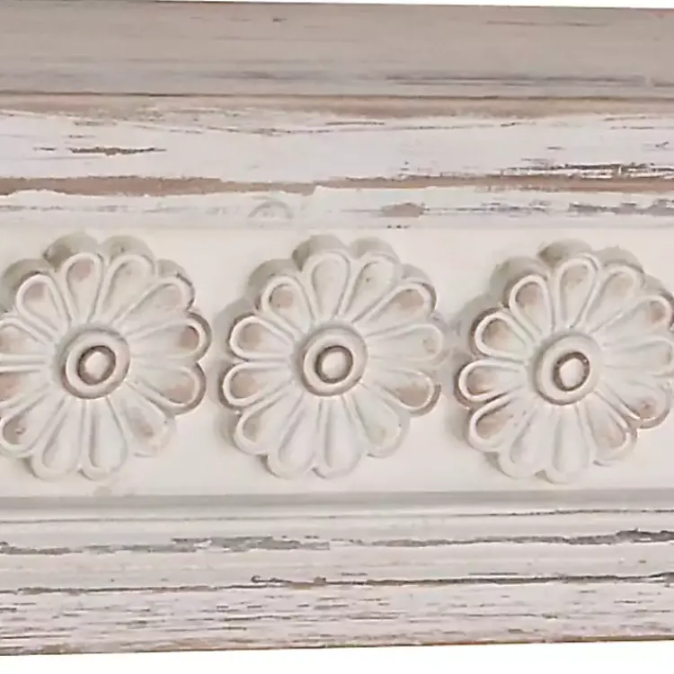 Kirklands Home Ornate Farmhouse Wooden Wall Shelf, 28 in. White