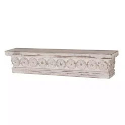 Kirklands Home Ornate Farmhouse Wooden Wall Shelf, 28 in. White
