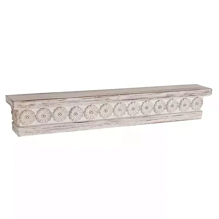 Kirklands Home Ornate Farmhouse Wooden Wall Shelf, 36 in. Outlet