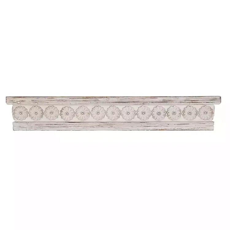 Kirklands Home Ornate Farmhouse Wooden Wall Shelf, 36 in. Outlet