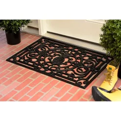 Kirklands Home Ornate Penelope Durable Rubber Doormat, 30x18 in. Black Outlet