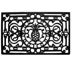 Kirklands Home Ornate Penelope Durable Rubber Doormat, 36x24 in. Black